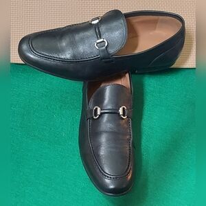 SAKS FIFTH AVENUE "FRESCO" MEN'S BLACK LEATHER HORSE-BIT LOAFERS SIZE 13 M